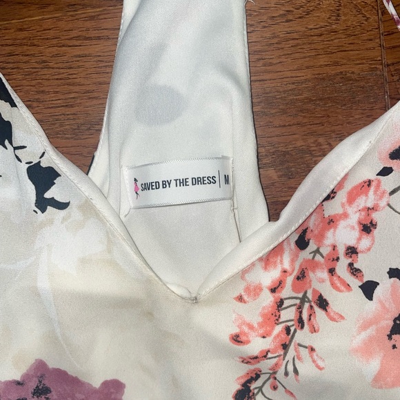 ⭐️SAVED BY THE DRESS CREAM FLORAL TANK SHORT DRESS SZ MED WARN ONCE - Picture 10 of 14